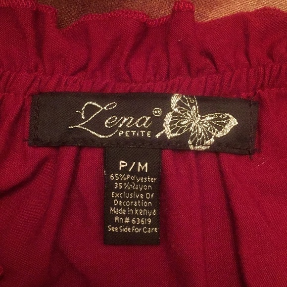 LENA Red Peasant Top Petite - Picture 2 of 7